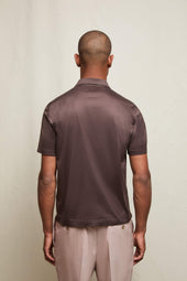Polo mezza manica in jersey marrone