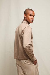 Polo manica lunga in jersey sabbia