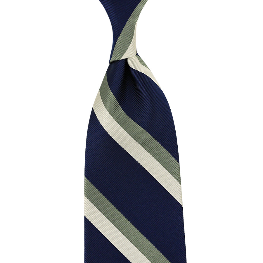 Japanese Repp Stripe Silk Tie Army
