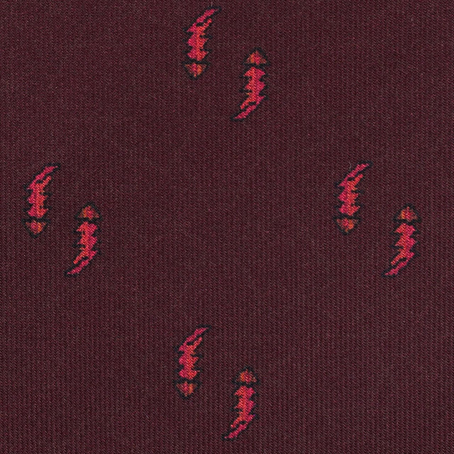 Floral Printed Silk Bespoke Tie - Burgundy