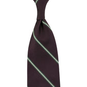 Repp Stripe Silk Tie - Eggplant - Hand-Rolled