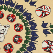 Fortune Motif Wool Silk Pocket Square 40x40cm