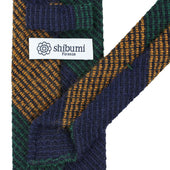 Striped Alpaca Silk Wool Grenadine Tie Forest