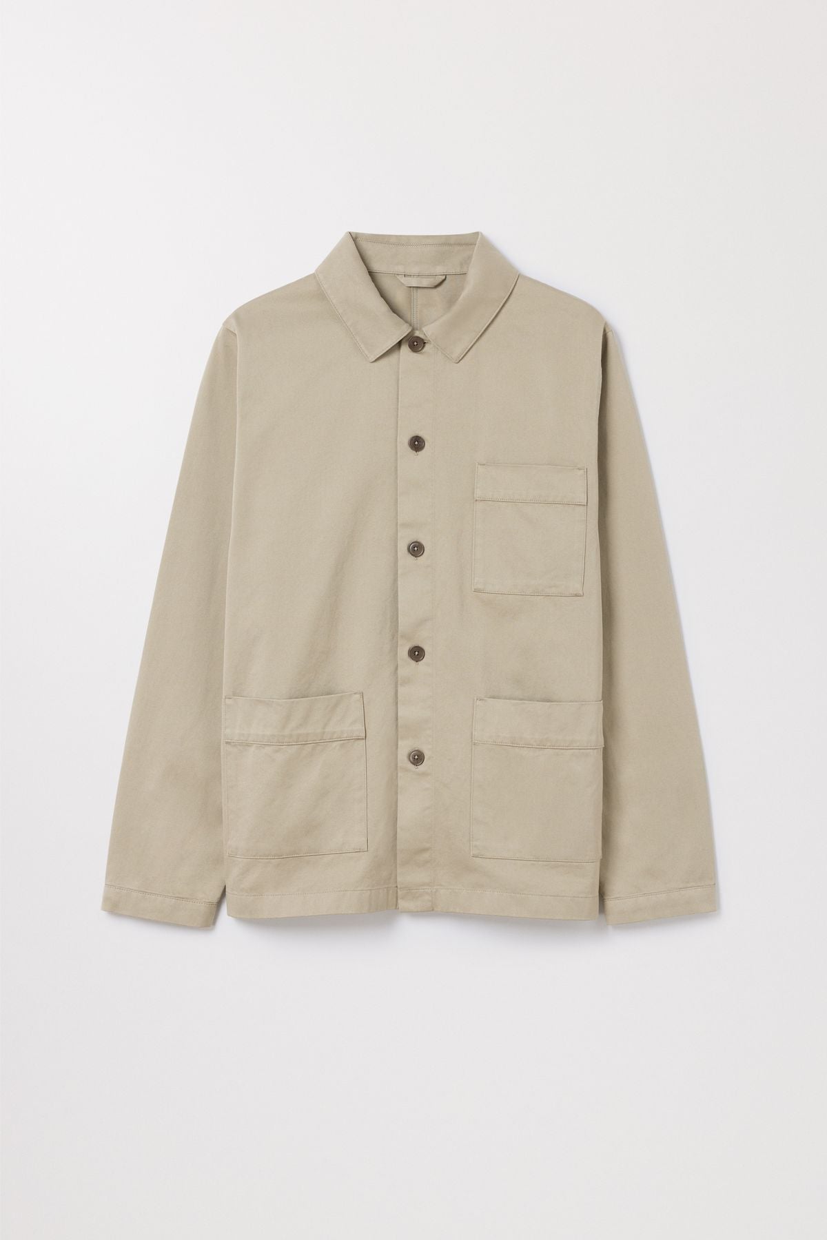 Beige Overshirt Organic Cotton Fine Twill Asket