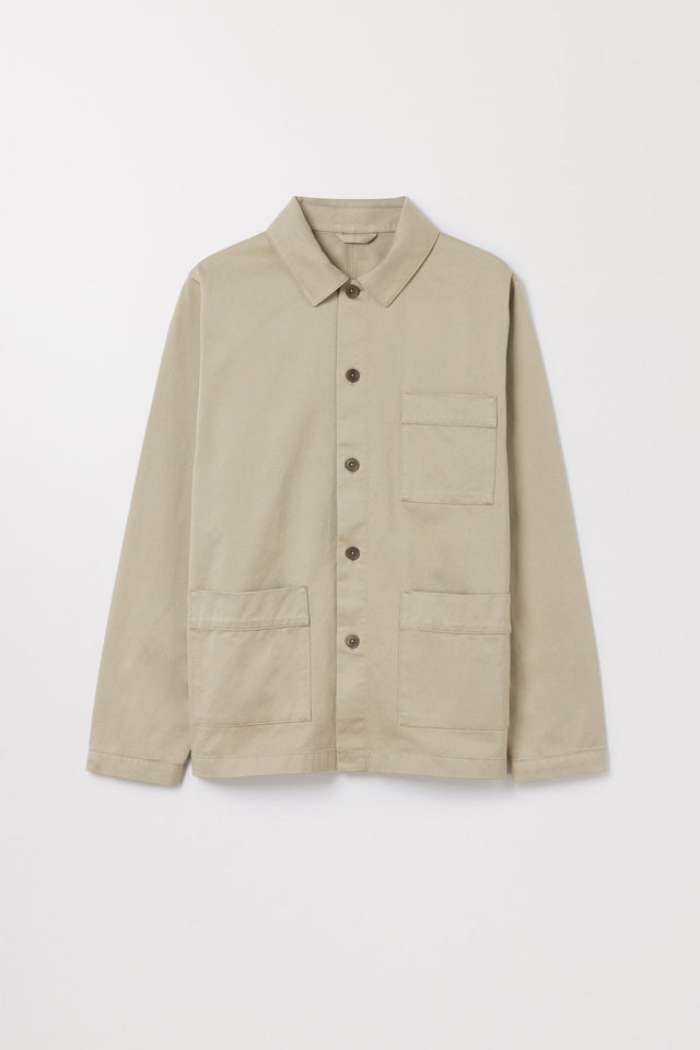 Beige Overshirt Organic Cotton Fine Twill Asket