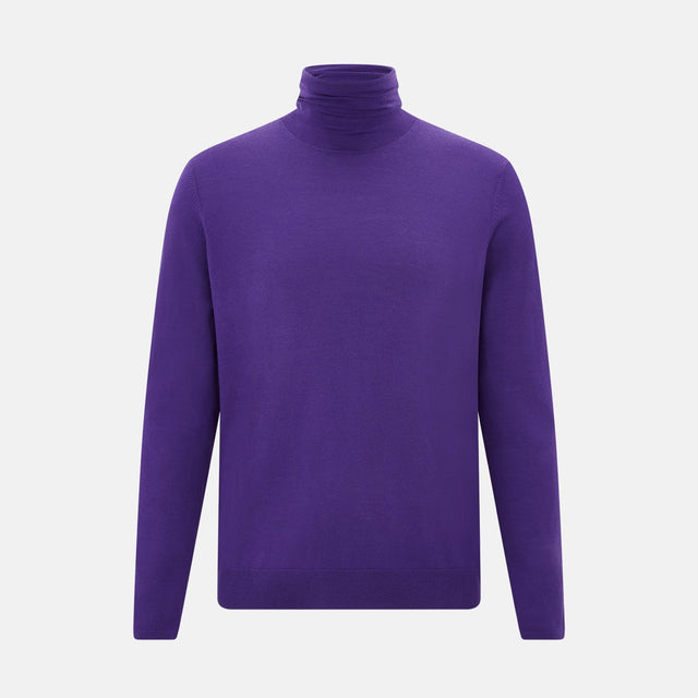 Purple Fine Merino High Neck Jumper
