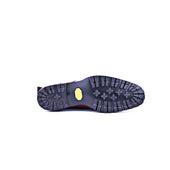 Derby Ankle Boots With Straight Toe Cap And Medallion In Mid Calf Leather