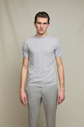 Maglia manica corta in cotone grigio melange