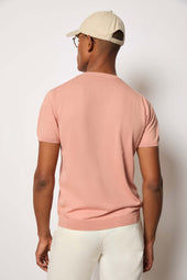 Maglia Manica Corta In Cotone Rosa Cipria