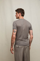 Maglia manica corta in cotone grigio medio