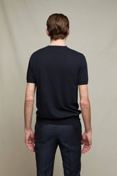 Maglia Manica Corta In Cotone Blu Profondo