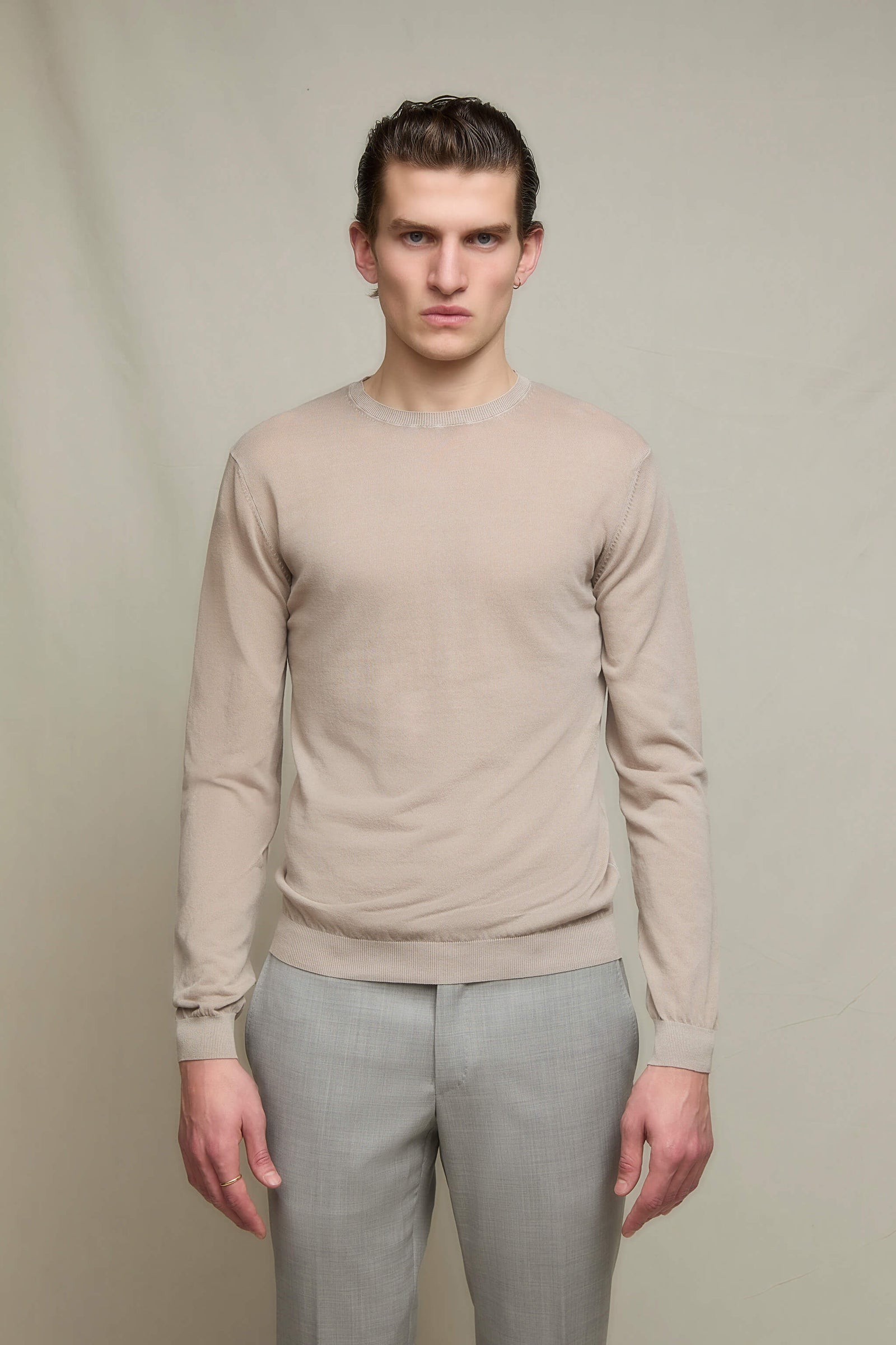 Maglia Manica Lunga In Cotone Sabbia