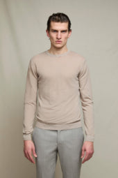 Maglia manica lunga in cotone sabbia