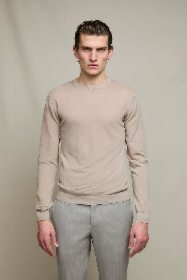 Maglia manica lunga in cotone sabbia