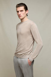 Maglia manica lunga in cotone sabbia