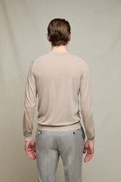 Maglia manica lunga in cotone sabbia