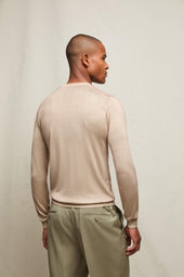 Maglia girocollo in seta e cashmere beige