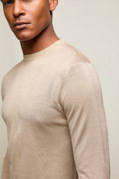 Maglia girocollo in seta e cashmere beige