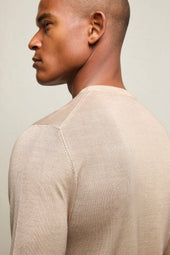 Maglia girocollo in seta e cashmere beige