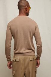 Maglia manica lunga in cotone cammello