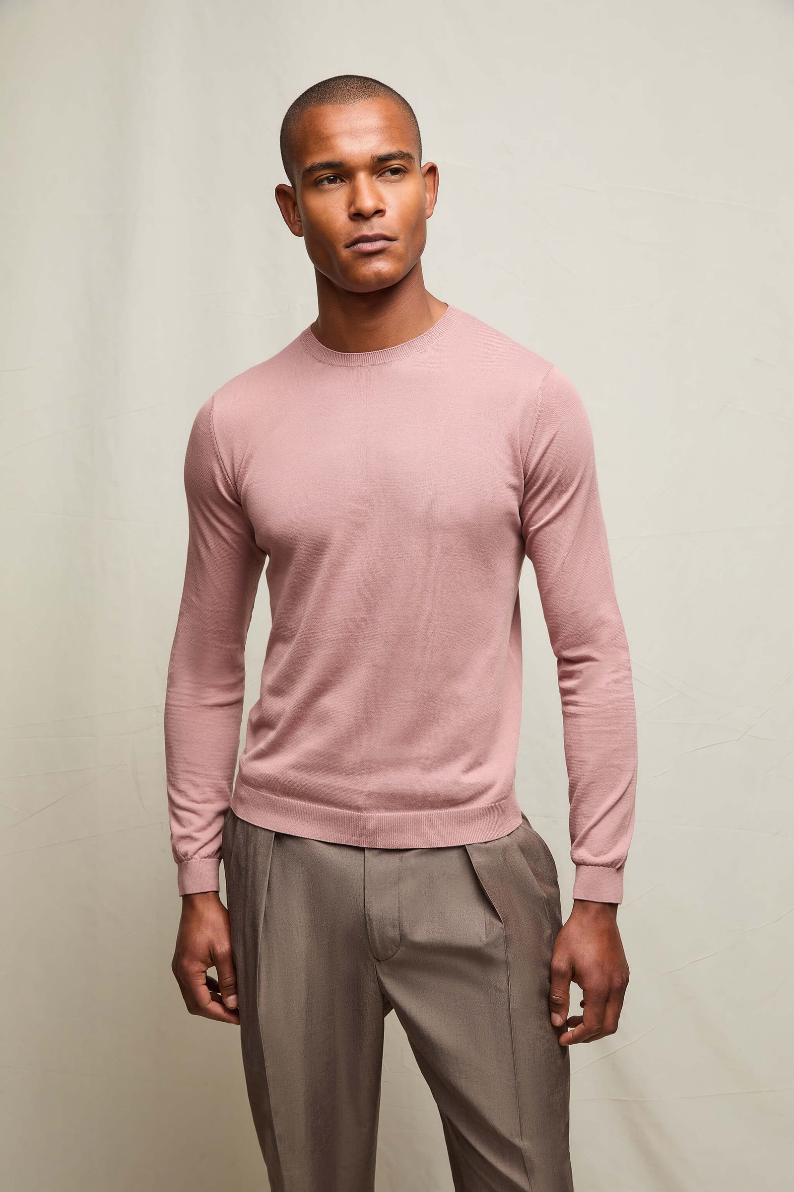 Maglia Manica Lunga In Cotone Rosa