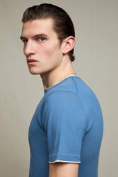 Maglia manica corta azzurro polvere