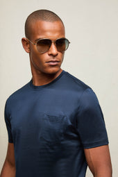 T-shirt in cotone blu profondo