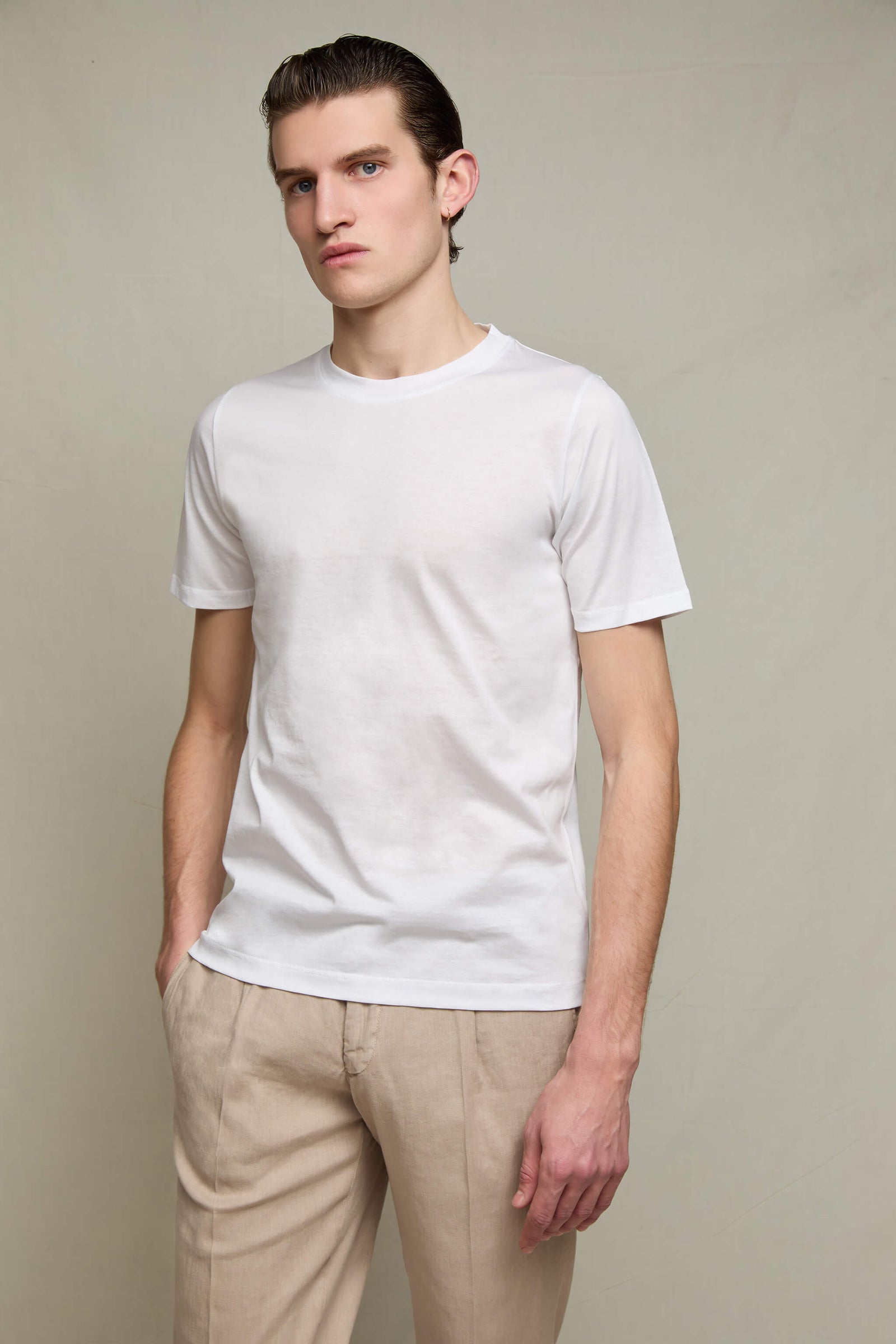 T Shirt In Cotone Extra Fine Bianco Ghiaccio
