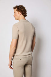 Polo Manica Corta In Maglia Nocciola
