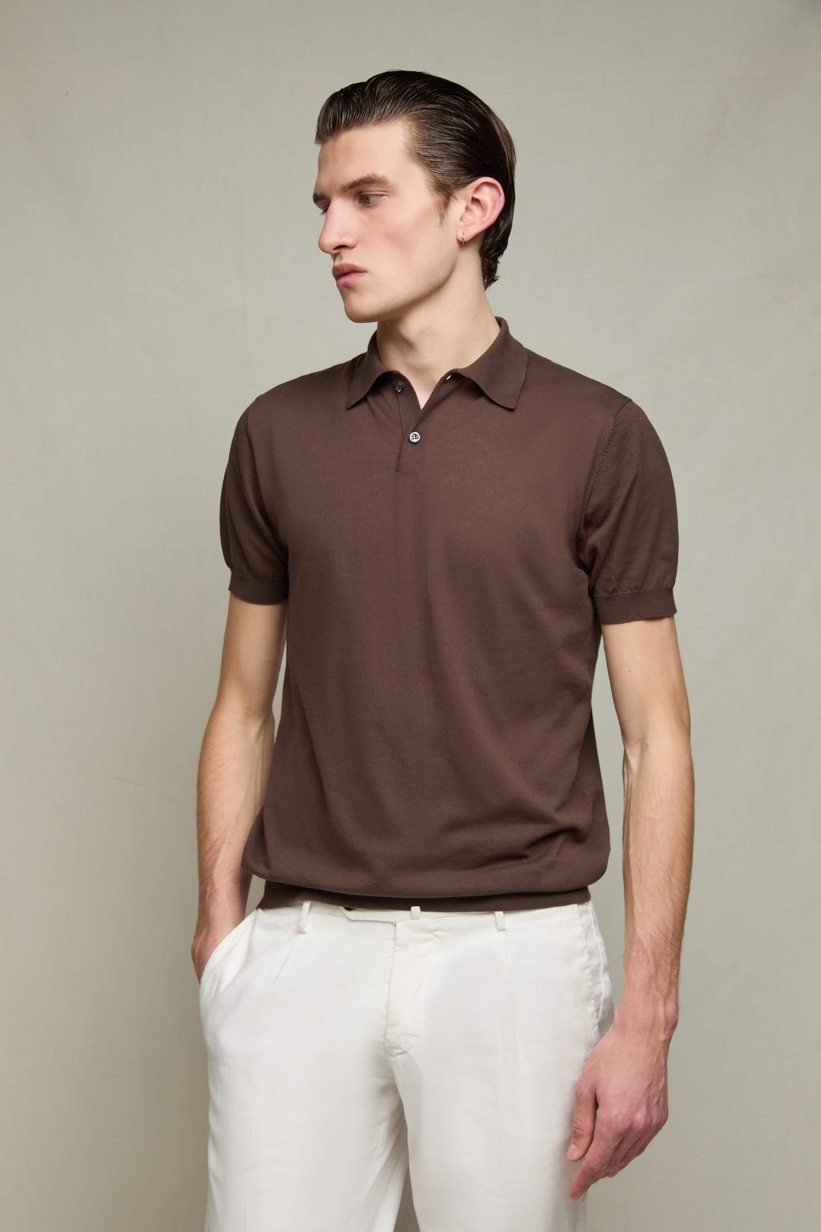 Polo In Maglia Cioccolato