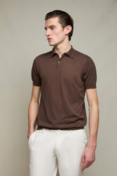 Polo in maglia cioccolato