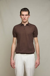 Polo in maglia cioccolato