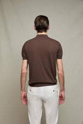 Polo in maglia cioccolato