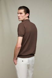 Polo in maglia cioccolato