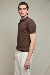 Polo in maglia cioccolato