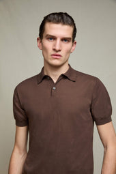 Polo in maglia cioccolato