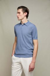 Polo in maglia azzurro soft