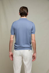 Polo in maglia azzurro soft