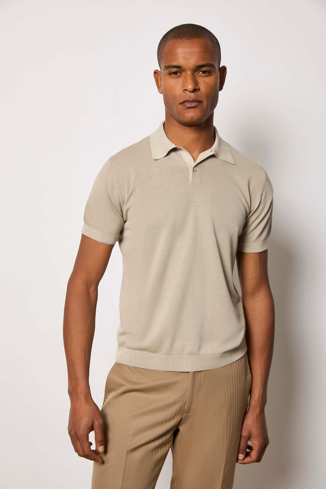 Polo in maglia beige