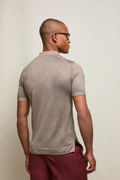 Polo in maglia seta e cashmere tortora