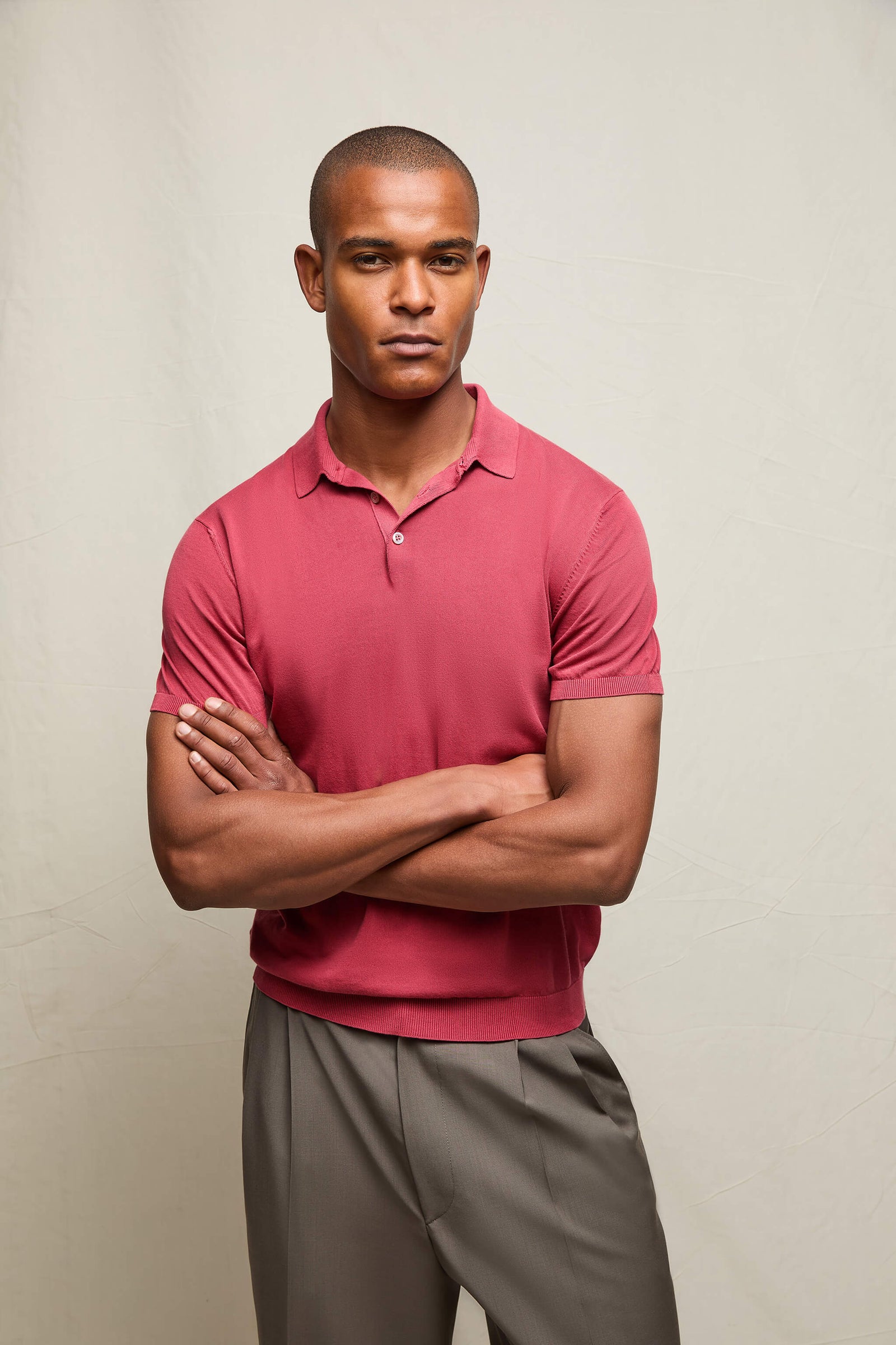 Polo In Maglia 100 Cotone Rosso Mattone