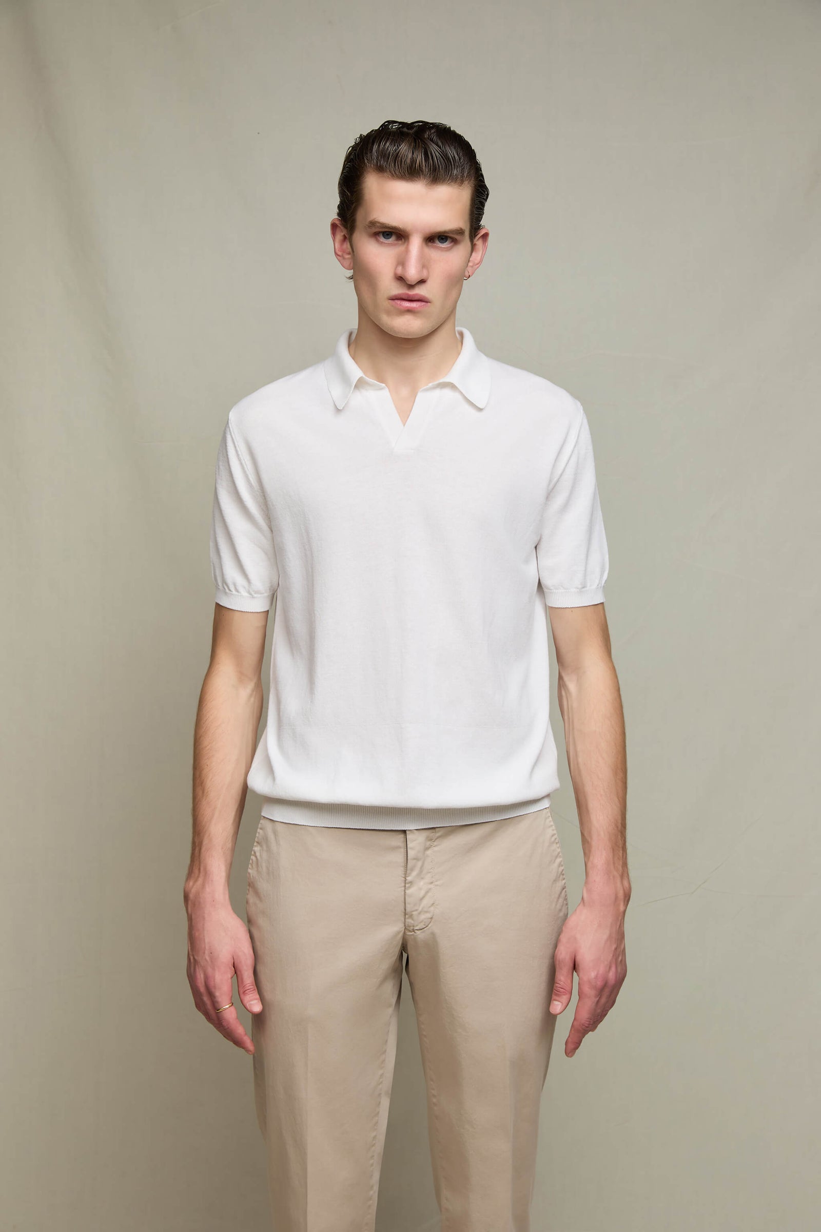 Polo In Maglia Manica Corta Bianco Ottico
