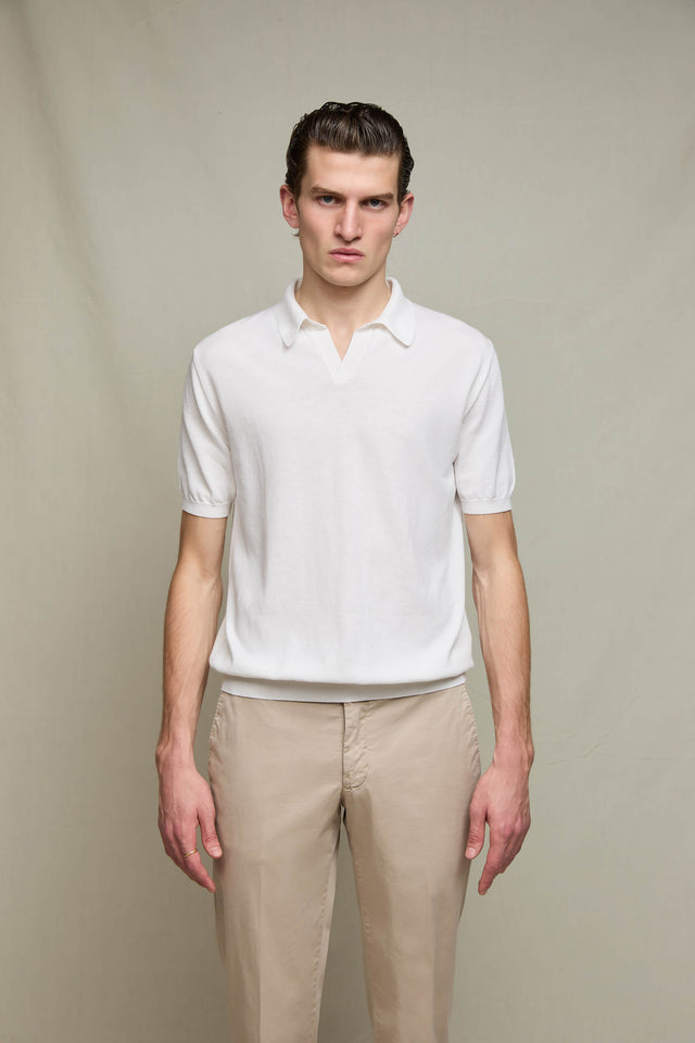 Polo in maglia manica corta bianco ottico