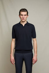 Polo in maglia manica corta blu notte