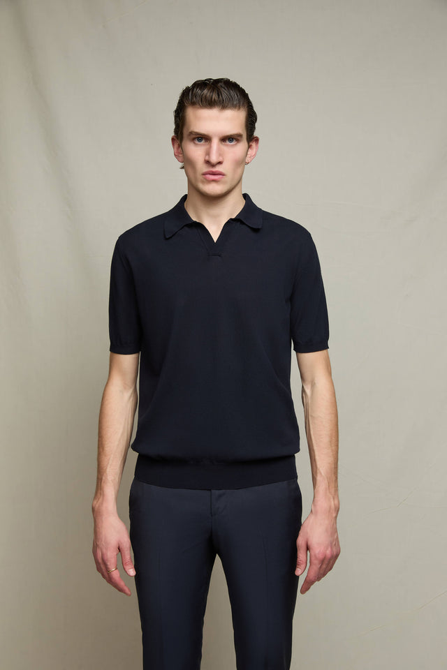 Polo in maglia manica corta blu notte