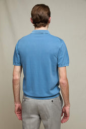 Polo in maglia azzurro polvere