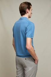 Polo in maglia azzurro polvere