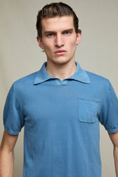 Polo in maglia azzurro polvere