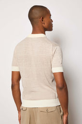 Polo Manica Corta In Lino E Cotone Beige