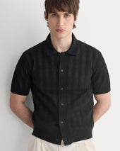 Textured Knit Resort Shirt | Black